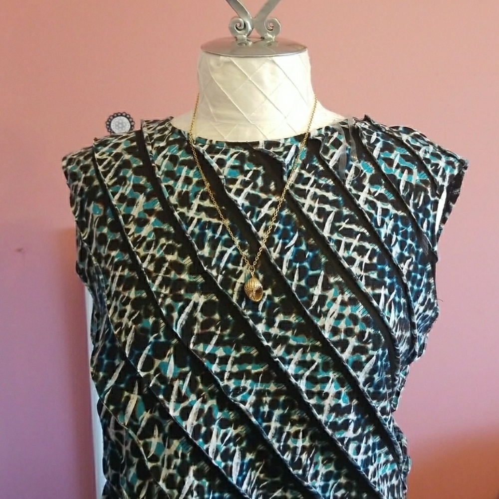 Black and Blue Polka Dot Sleeveless Blouse